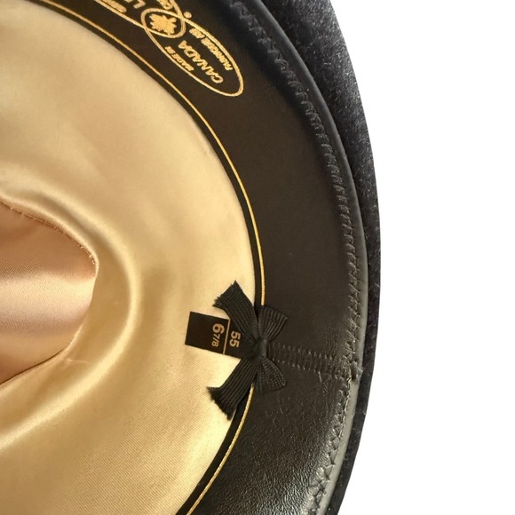 Mrs. Dewson's Hats Fedora Hat Black Red Feather Accent Size 6 7/8 Made in Canada - Picture 9 of 9